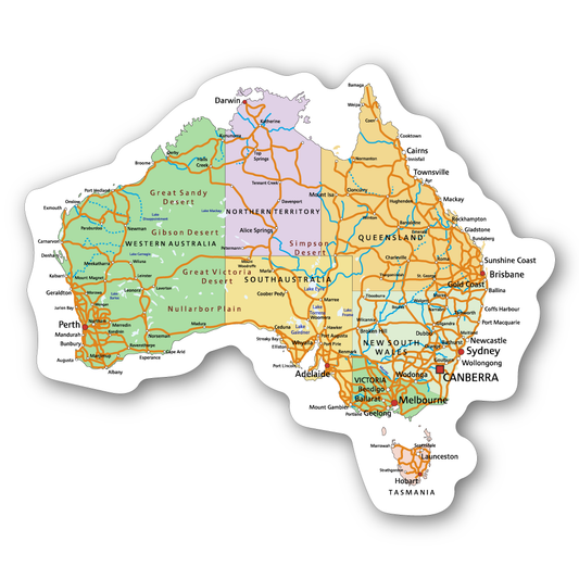 Map of Australia Caravan Adventure Sticker