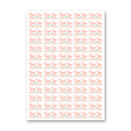 Thank You For Your Purchase Sticker Sheets - Style 1